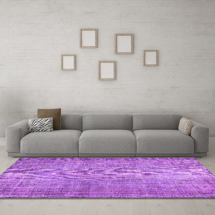 Machine Washable Abstract Purple Contemporary Area Rugs in a Living Room, wshcon1338pur
