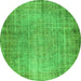 Square Abstract Green Contemporary Rug, con1338grn