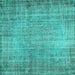 Square Abstract Turquoise Contemporary Rug, con1338turq