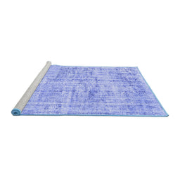 Sideview of Machine Washable Abstract Blue Contemporary Rug, wshcon1339blu