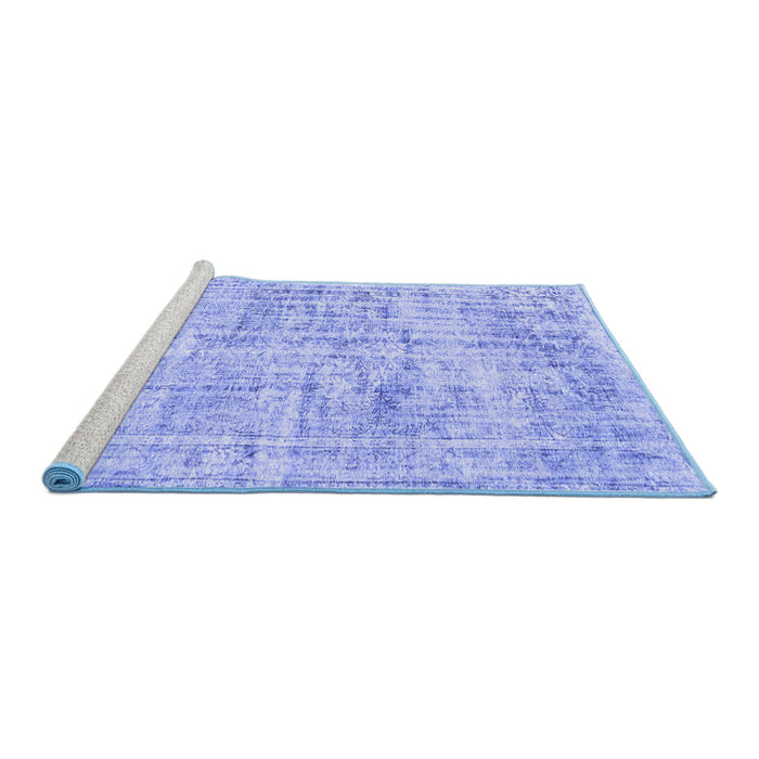 Sideview of Machine Washable Abstract Blue Contemporary Rug, wshcon1339blu