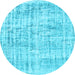 Round Abstract Light Blue Contemporary Rug, con1339lblu