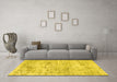 Machine Washable Abstract Yellow Contemporary Rug in a Living Room, wshcon1339yw