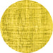 Round Abstract Yellow Contemporary Rug, con1339yw