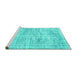 Sideview of Machine Washable Abstract Turquoise Contemporary Area Rugs, wshcon1339turq