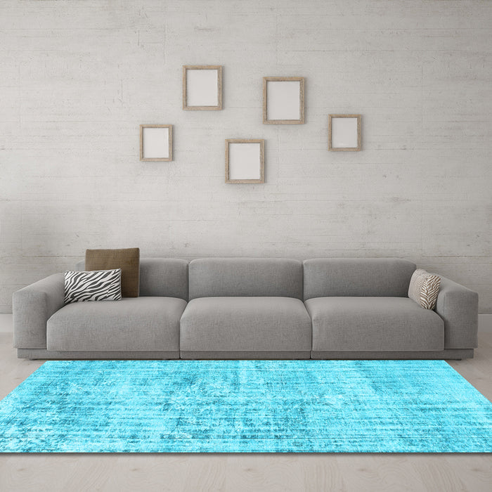 Machine Washable Abstract Light Blue Contemporary Rug in a Living Room, wshcon1339lblu
