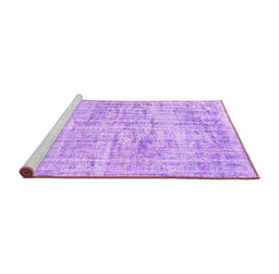 Sideview of Machine Washable Abstract Purple Contemporary Area Rugs, wshcon1339pur