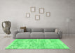 Machine Washable Abstract Green Contemporary Area Rugs in a Living Room,, wshcon1339grn