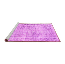Sideview of Machine Washable Abstract Pink Contemporary Rug, wshcon1339pnk