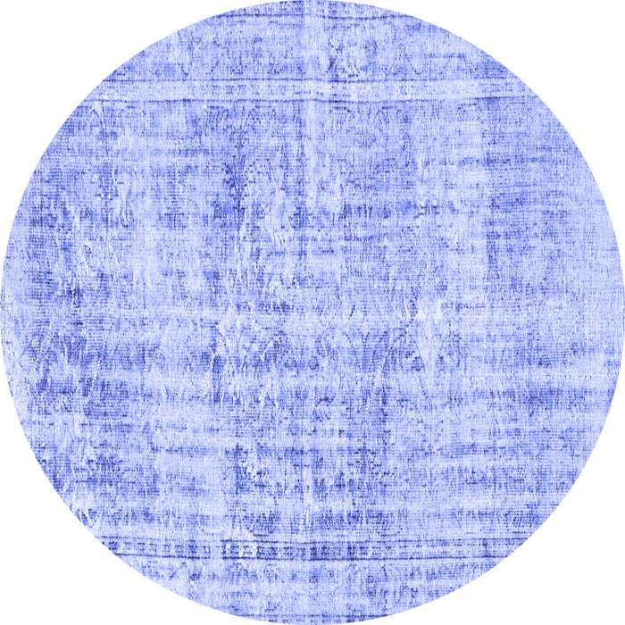 Round Machine Washable Abstract Blue Contemporary Rug, wshcon1339blu
