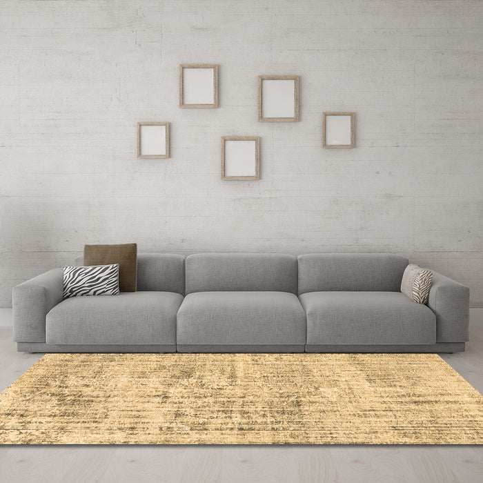 Machine Washable Abstract Brown Contemporary Rug in a Living Room,, wshcon1339brn