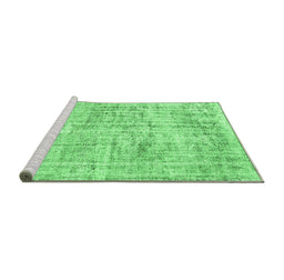 Sideview of Machine Washable Abstract Emerald Green Contemporary Area Rugs, wshcon1339emgrn