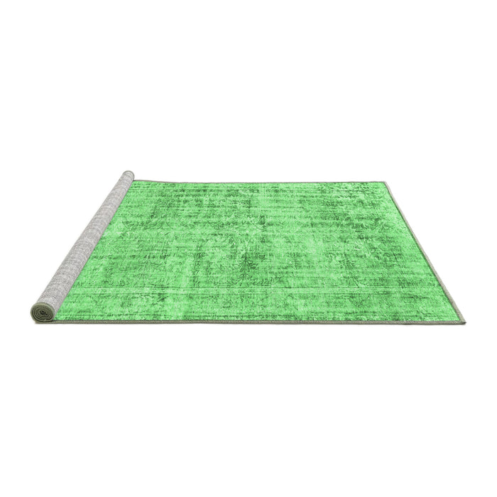 Sideview of Machine Washable Abstract Emerald Green Contemporary Area Rugs, wshcon1339emgrn