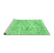 Sideview of Machine Washable Abstract Emerald Green Contemporary Area Rugs, wshcon1339emgrn