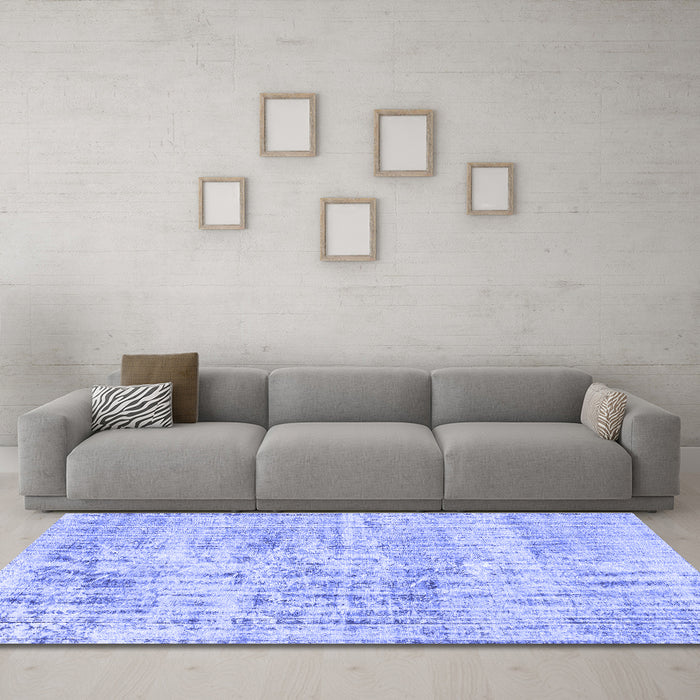Machine Washable Abstract Blue Contemporary Rug in a Living Room, wshcon1339blu