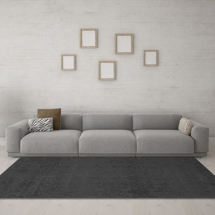 Machine Washable Abstract Gray Contemporary Rug in a Living Room,, wshcon133gry