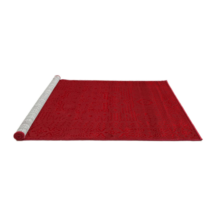 Serging Thickness of Machine Washable Contemporary Red Rug, wshcon134