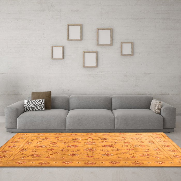 Machine Washable Abstract Orange Contemporary Area Rugs in a Living Room, wshcon1340org