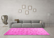 Machine Washable Abstract Pink Contemporary Rug in a Living Room, wshcon1340pnk