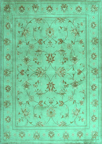 Abstract Turquoise Contemporary Rug, con1340turq