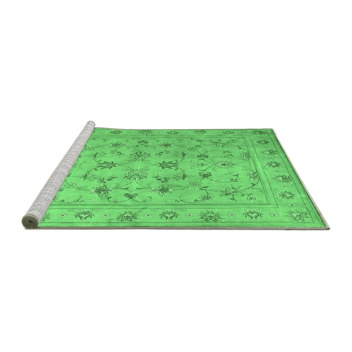 Sideview of Machine Washable Abstract Emerald Green Contemporary Area Rugs, wshcon1340emgrn