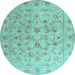 Round Abstract Light Blue Contemporary Rug, con1340lblu