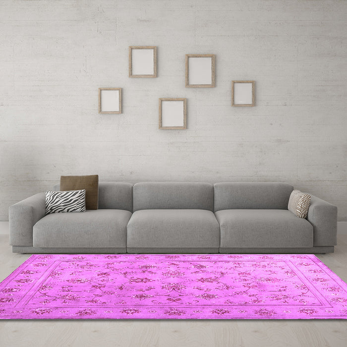Machine Washable Abstract Purple Contemporary Area Rugs in a Living Room, wshcon1340pur