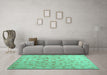 Machine Washable Abstract Turquoise Contemporary Area Rugs in a Living Room,, wshcon1340turq