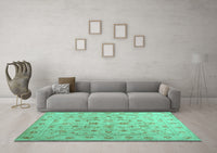 Machine Washable Abstract Turquoise Contemporary Rug, wshcon1340turq