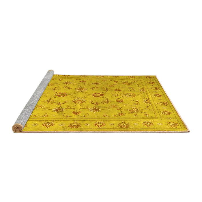 Sideview of Machine Washable Abstract Yellow Contemporary Rug, wshcon1340yw