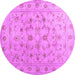 Round Machine Washable Abstract Purple Contemporary Area Rugs, wshcon1340pur