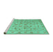 Sideview of Machine Washable Abstract Turquoise Contemporary Area Rugs, wshcon1340turq