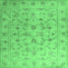 Square Abstract Emerald Green Contemporary Rug, con1340emgrn