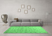 Machine Washable Abstract Emerald Green Contemporary Area Rugs in a Living Room,, wshcon1340emgrn