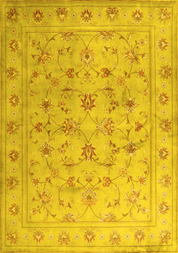 Abstract Yellow Contemporary Rug, con1340yw