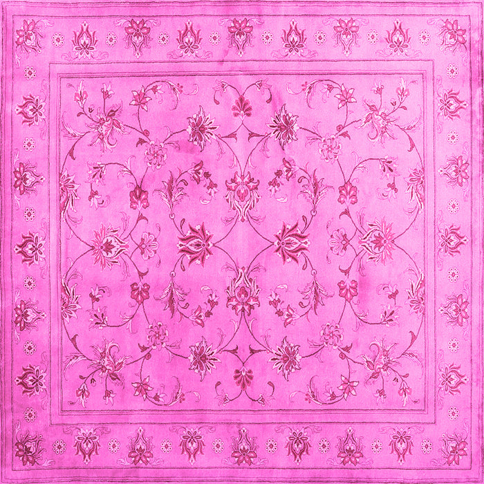Square Machine Washable Abstract Pink Contemporary Rug, wshcon1340pnk