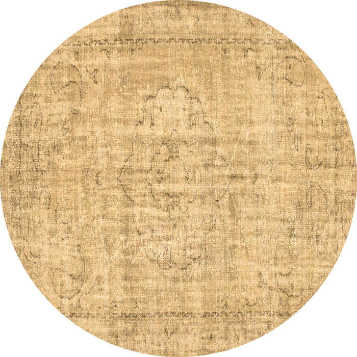 Round Abstract Brown Contemporary Rug, con1341brn