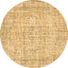 Round Abstract Brown Contemporary Rug, con1341brn