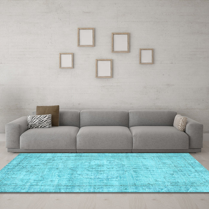 Machine Washable Abstract Light Blue Contemporary Rug in a Living Room, wshcon1341lblu