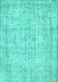 Abstract Turquoise Contemporary Rug, con1341turq