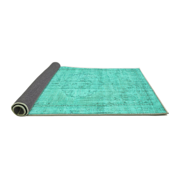 Sideview of Abstract Turquoise Contemporary Rug, con1341turq