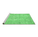 Sideview of Machine Washable Abstract Emerald Green Contemporary Area Rugs, wshcon1341emgrn