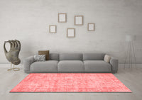 Machine Washable Abstract Red Contemporary Rug, wshcon1341red