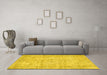 Machine Washable Abstract Yellow Contemporary Rug in a Living Room, wshcon1341yw