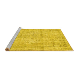 Sideview of Machine Washable Abstract Yellow Contemporary Rug, wshcon1341yw
