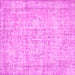 Square Machine Washable Abstract Pink Contemporary Rug, wshcon1341pnk