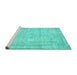 Sideview of Machine Washable Abstract Turquoise Contemporary Area Rugs, wshcon1341turq