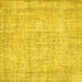 Square Machine Washable Abstract Yellow Contemporary Rug, wshcon1341yw