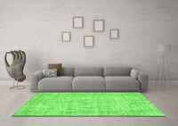 Machine Washable Abstract Green Contemporary Rug, wshcon1341grn