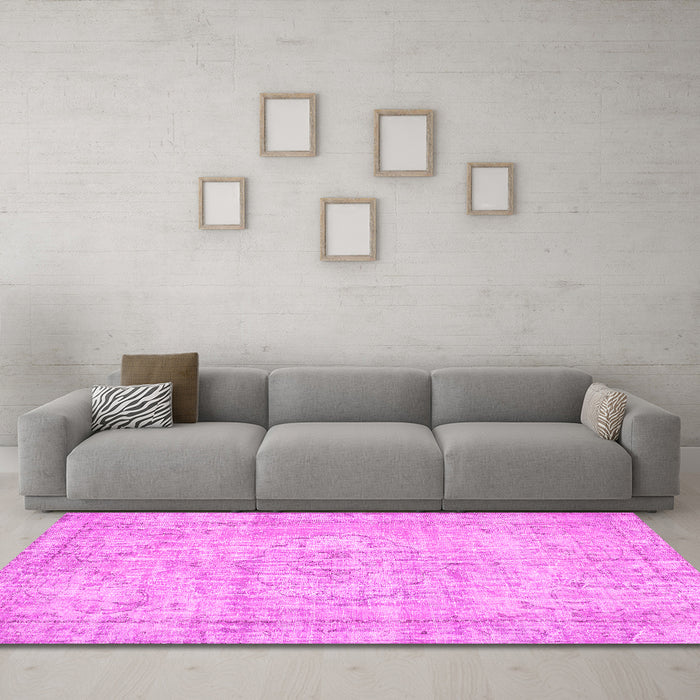 Machine Washable Abstract Pink Contemporary Rug in a Living Room, wshcon1341pnk